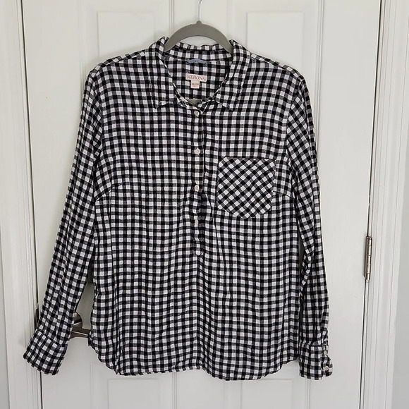 Merona Black & White Checkered Button-Down Top - Picture 2 of 13